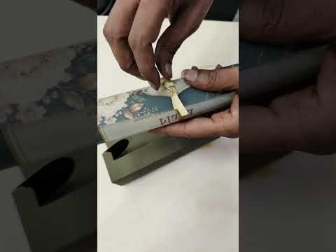 KLS348 Rose Floral Design Green Color Translucent Scroll Wedding Card