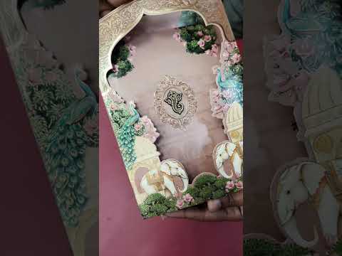 KLB-998 Brown Royal Fort Elephant Laser Cut 3-Fold Style Wedding Card (2 Page)
