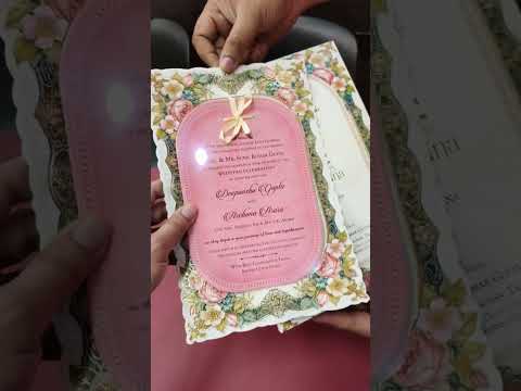 KLB-1295 White Pink Floral Semi Box Wedding Card (2 Page & Transparent PVC)