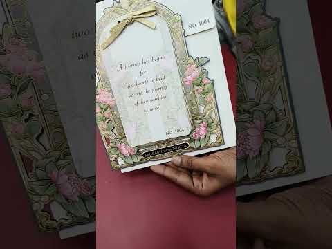 KLB681 Lotus Floral Design Green Color Laser Cut MDF Thick Wedding Card (2 Page & Couple Name Acrylic)