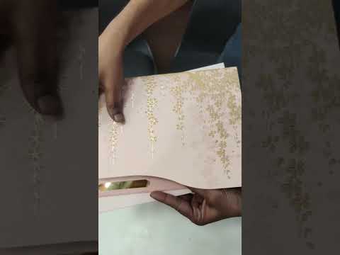 KLB753 Floral Design Creme Color Semi Box Wedding Card (2 Page & Couple Name Acrylic)