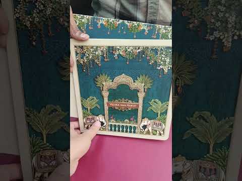 KLB523 Elephant Theme Premium Gold Foil Design Semi Box Paper Wedding Card (2 Page)