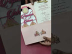 KLB693 Elephant Design Pink Color Couple Name Laser Cut MDF Thick Wedding Card (2 Page)