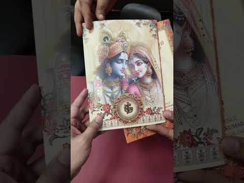 KLB-1299 Creme Radha Krishna Semi Box Wedding Card (2 Page)