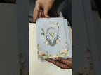 KLB822 Lotus Peacock Design Blue Color Hardboard Padding Thick Wedding Card (2 Page & Couple Initial Acrylic)