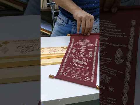 KL23 Velvet Fabric Scroll Wedding Card with Box