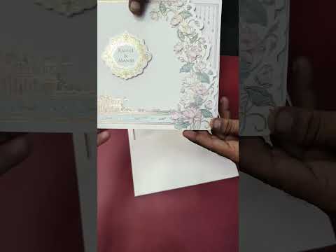 KLB-1138 Creme Royal Fort Lotus Floral Laser Cut Semi Box Wedding Card (2 Page)