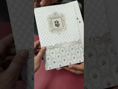 KLB-1317 White Grey Traditional Embossed Semi Box Wedding Card (2 Page)