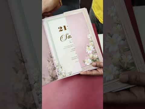 KLB-1057 Pink Floral Door Style Padded Thick Wedding Card (2 Page & Couple Name Acrylic)