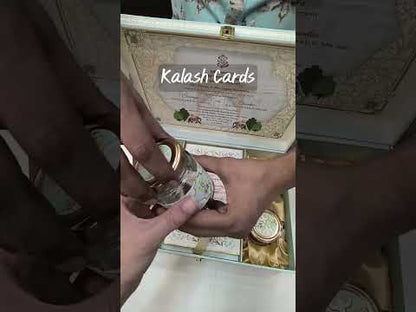 KL2207 Royal Elephant Pichwai Floral Design MDF Wedding Gift Box with Customisable 2 Gold Foil Printed Cards (4 Jars)