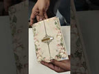 KLB827 Floral Design Peach Color Double Door Style Hardboard Padding Thick Wedding Card (2 Page & Couple Name Acrylic)