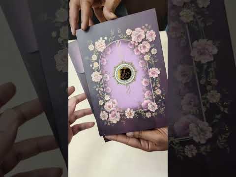 KLB909 Maroon Magenta Rose Floral Padded Thick Wedding Card (2 Page & Couple Initial Acrylic)