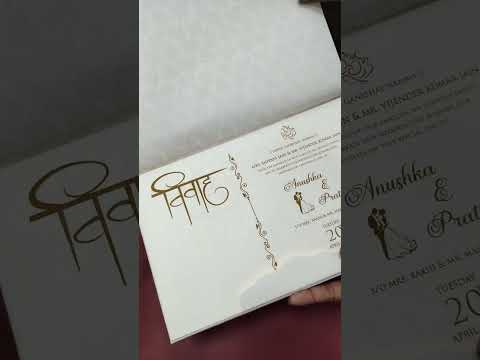 KLB-1170 White Creme Floral Padded Thick Wedding Card (2 Page & Couple Name Wooden Plate)