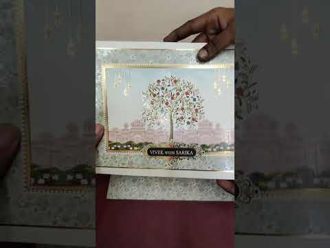 KLB-1516 White Tree of Life Semi Box Wedding Card (2 Page & Couple Name Wooden Plate)