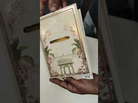 KLB809 Royal Fort Design Creme Color Hardboard Padding Thick Wedding Card (2 Page & Couple Name Acrylic)