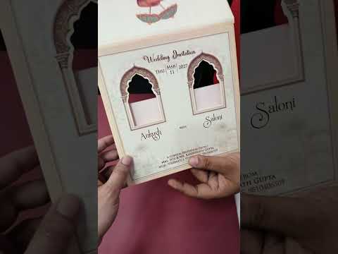 KLB-1301 Creme Bride Groom Door Style Semi Box Wedding Card (2 Page)