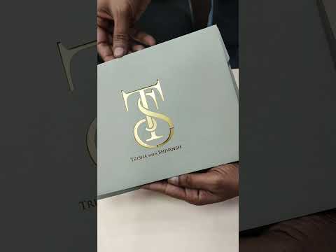 KLB713 Green Grey Golden Color Laser Cut Leatherette Hardboard Padding Thick Wedding Card (2 Page)