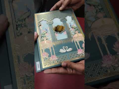 KLB-1062 Blue Royal Fort Laser Cut Padded Thick Wedding Card (2 Page & Couple Name Acrylic)