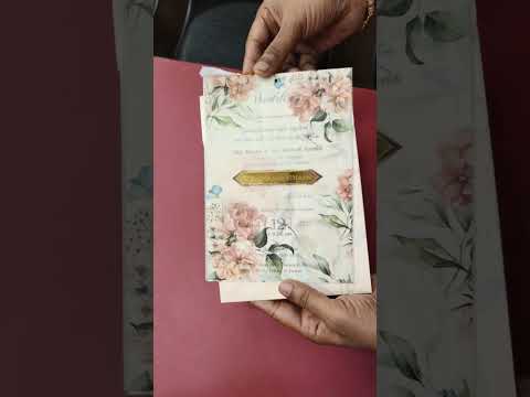 KLB-971 Orange Rose Floral Wedding Card (2 Page & Couple Name Acrylic)