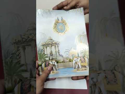 KLB-1498 Blue Elephant Semi Box Wedding Card (2 Page)