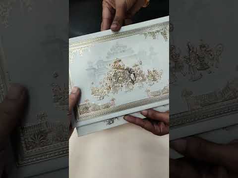 KLB840 Royal Fort Barat Design Green Color Embossed Hardboard Padding Thick Wedding Card (2 Page)