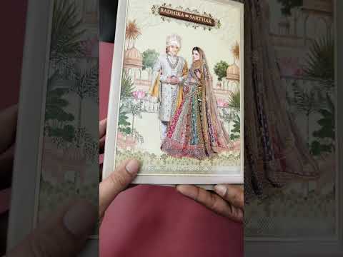 KLB-1255 Creme Bride Groom Padded Thick Wedding Card (2 Page & Couple Name Wooden Plate)