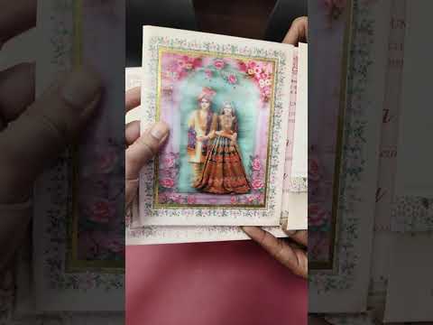 KLB-1390 Creme Bride Groom Barat Door Style Padded Thick Wedding Card (2 Page)