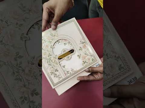 KLB-1034 Creme Lotus Laser Cut Padded Thick Wedding Card (2 Page & Couple Name Acrylic)