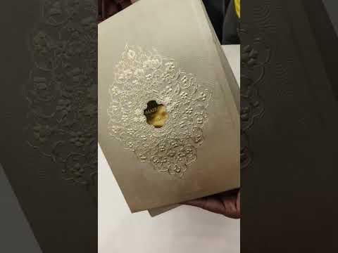 KLB-1042 Golden Floral Embossed Padded Thick Wedding Card (2 Page & Couple Name Acrylic)