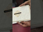 KLB-1169 White Creme Floral Padded Thick Wedding Card (2 Page & Couple Name Wooden Plate)