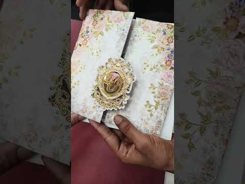 KLB-1105 White Floral Door Style Padded Thick Wedding Card (2 Page & Couple Initial Acrylic)