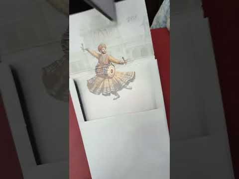 KLB884 Peacock Design Blue Color Laser Cut Hardboard Padding Thick Wedding Card (2 Page & Couple Name Wooden Plate)