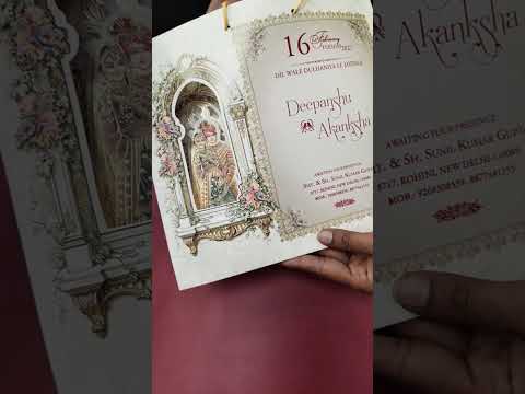 KLB-1356 Creme Bride Groom Laser Cut Carry Bag Style Semi Box Wedding Card (2 Page & Transparent PVC)