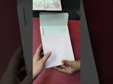 KLB-1145 Green Pink Floral Door Style Semi Box Wedding Card (2 Page)
