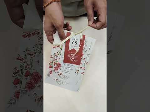 KL2101R Luxury Paper Wedding Card with Tag and Ribbon (2 Page)