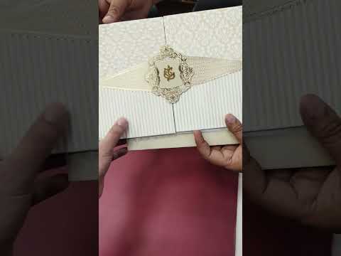 KLB-1282 White Creme Floral Door Style Embossed Padded Thick Wedding Card (2 Page)