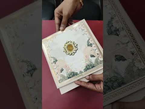 KLB-1037 Creme Royal Fort Door Style Padded Thick Wedding Card (2 Page & Couple Initial Acrylic)