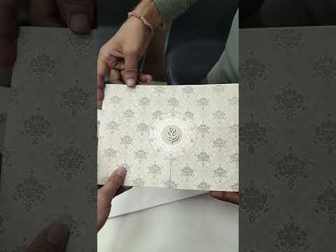 KLB-577 Floral Traditional Design White Grey Color Semi Box Wedding Card (2 Page)