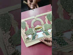 KLB688 Floral Peacock Design Maroon Brown Color Laser Cut MDF Thick Wedding Card (2 Page & Couple Name Acrylic)