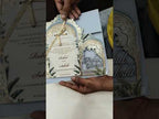 KLB792 Royal Fort Design Blue Color Couple Name Laser Cut MDF Thick Wedding Card (2 Page)