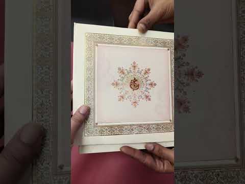 KLB-1380 Creme Pink Floral Padded Thick Wedding Card (2 Page)