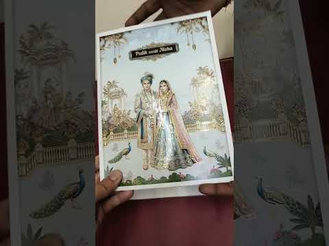 KLB-1499 Blue Bride Groom Semi Box Wedding Card (2 Page & Couple Name Wooden Plate)