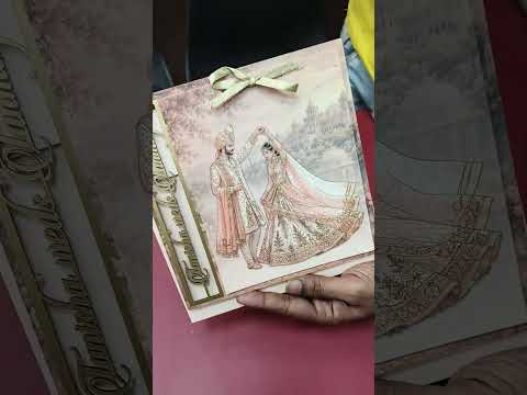 KLB677 Raja Rani Design Creme Color Couple Name Laser Cut MDF Thick Wedding Card (2 Page)