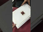 KLB950 White Floral Padded Thick Wedding Card (2 Page & Couple Name Wooden Plate)