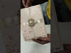 KLB785 Floral Design Creme Color Double Door Style Embossed Semi Box Wedding Card (2 Page & Couple Initial Acrylic)