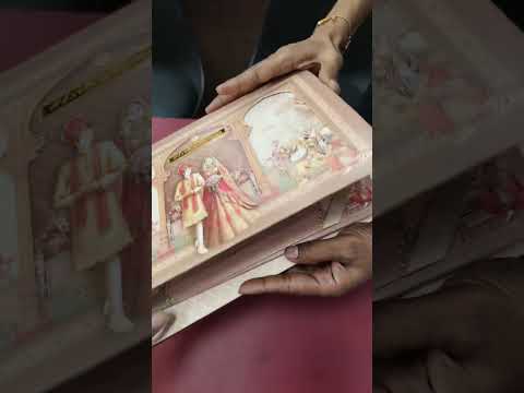 KLB-1397 Creme Brown Bride Groom Padded Thick Wedding Card (2 Page & Couple Name Acrylic)
