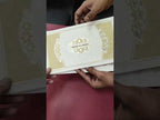 KLB-1241 White Golden Traditional Laser Cut Embossed Semi Box Wedding Card (2 Page)