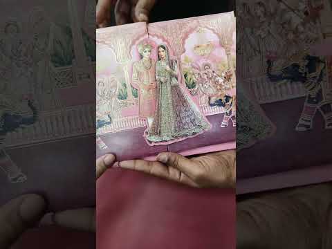 KLB-1271 Creme Pink Bride Groom Door Style Padded Thick Wedding Card (2 Page)