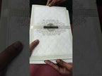 KLB-1187 White Creme Traditional Embossed Semi Box Wedding Card (2 Page & Couple Name Wooden Plate)