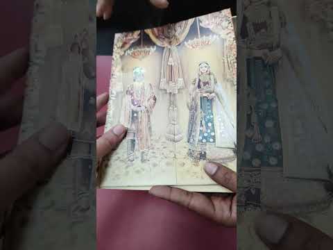 KLB-1326 Creme Bride Groom Door Style Embossed Semi Box Wedding Card (2 Page)